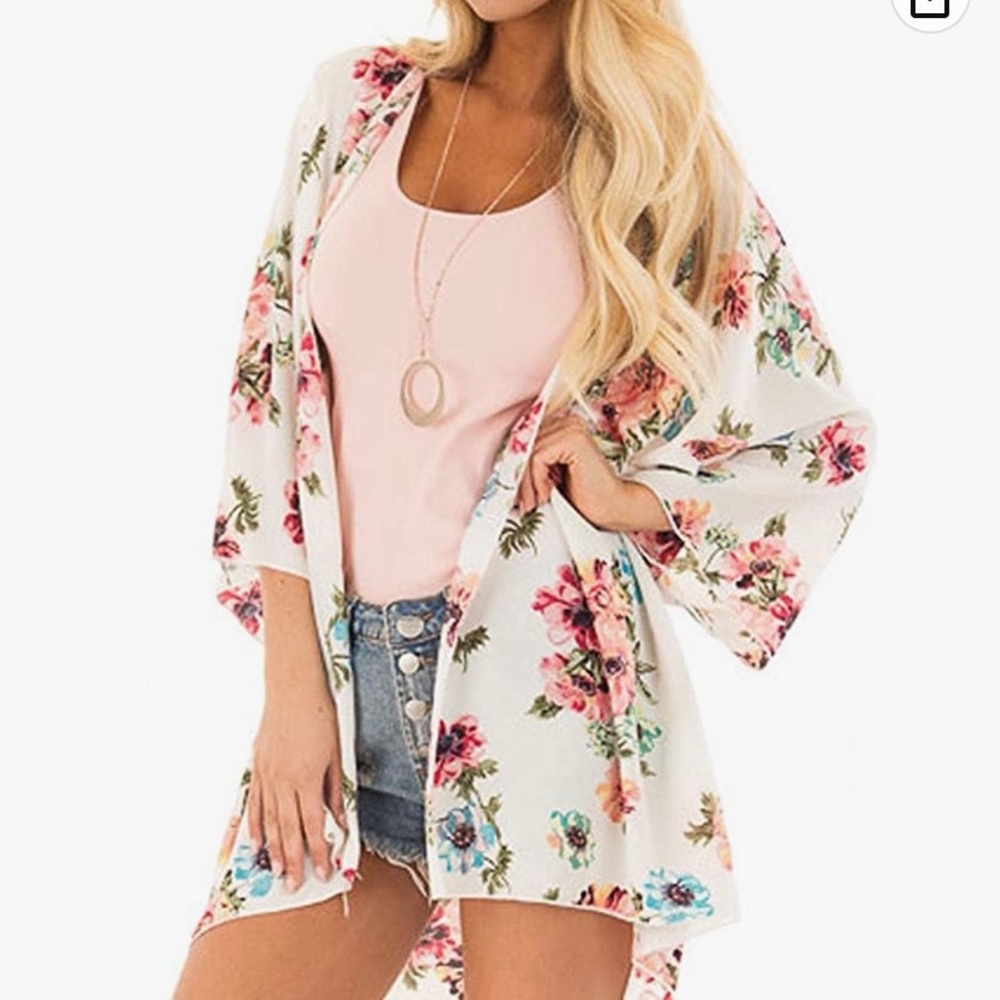 Womens Floral Print Kimonos Cardigan